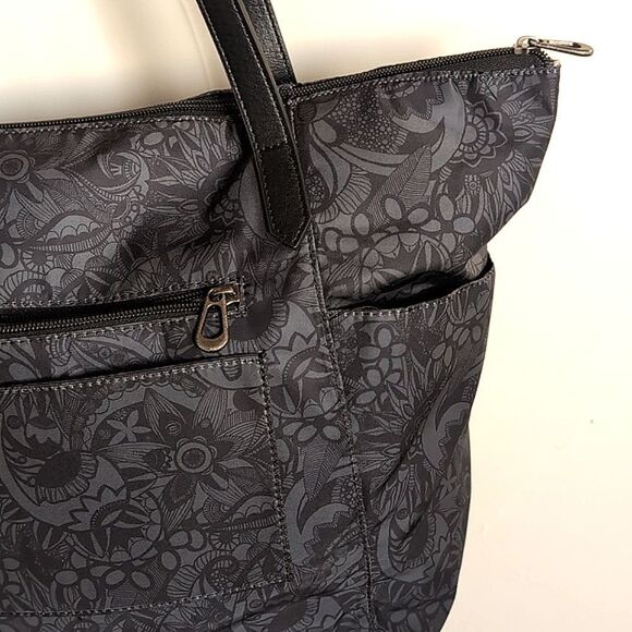 Sakroots Large Travel/Laptop Tote Gray/Black Floral Pattern NWOT - Picture 3 of 12